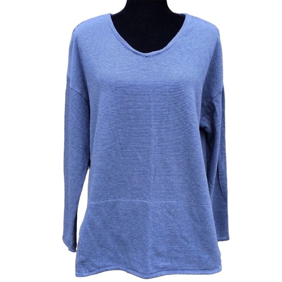 J. Jill Pure Jill Blue Striped long-sleeved Top with Kangaroo Pocket Size Large - Picture 1 of 8
